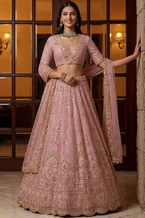 Buy Pink Mehndi Lehenga Choli Online for Women in USA Buy Pink Mehndi Lehenga Choli Online for Women in USA