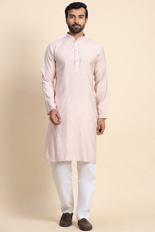 Buy Long Chinese Collar Neck Plain Kurta Pajama Online for Men in USA