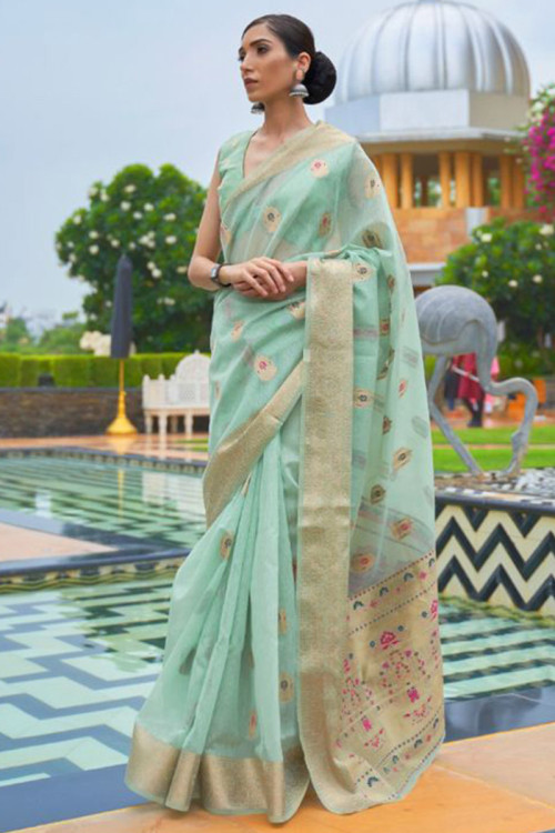 Linen sarees store party wear