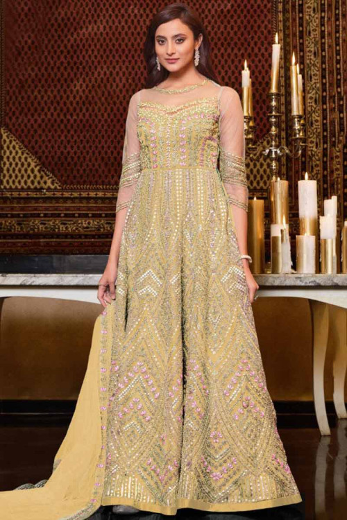 Buy Churidar Gold Party Wear Plus Size Salwar Kameez Online for Women in USA