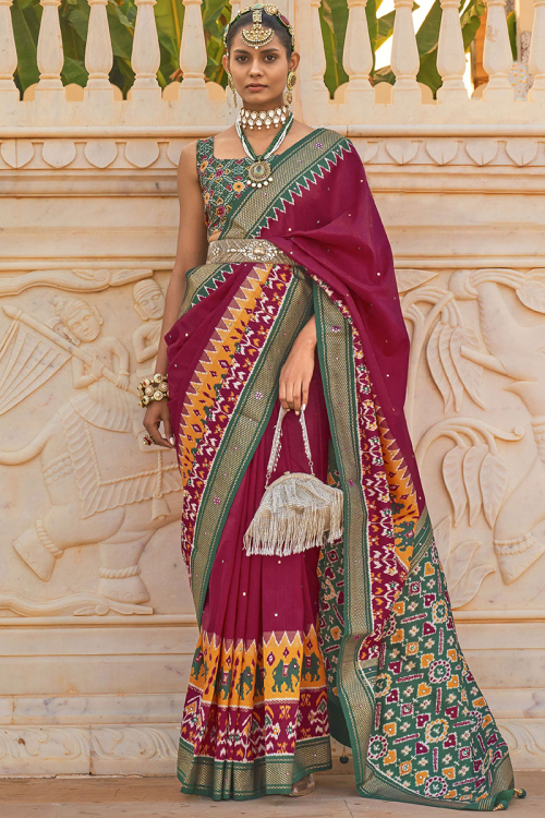 Patola Embroidered Cotton Silk Saree