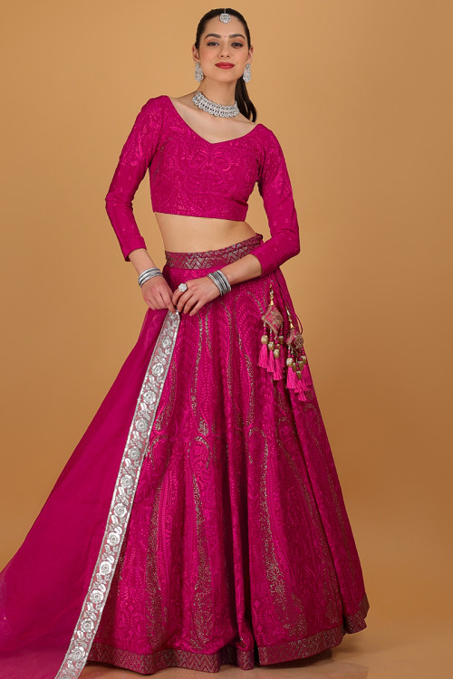 Buy Designer Sarees, Salwar Kameez, Kurtis & Tunic and Lehenga Choli.Elegant  Pink Lehenga Choli