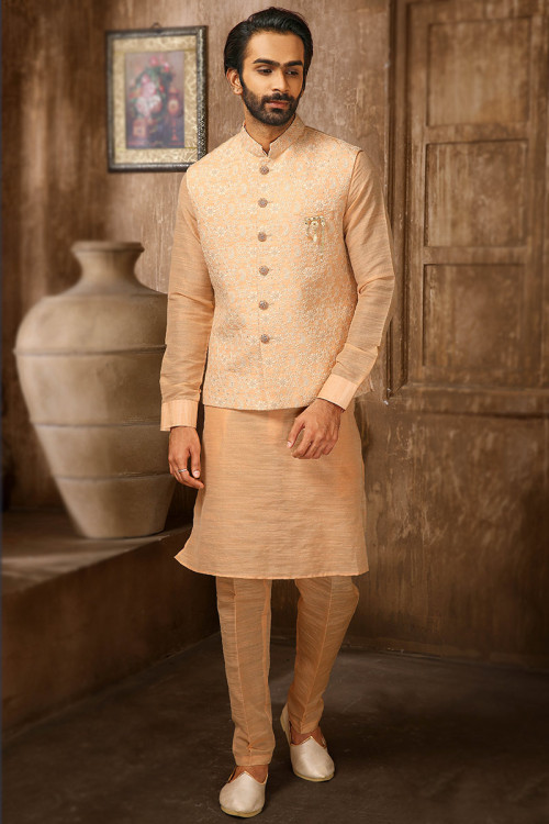 Peach on sale waistcoat wedding