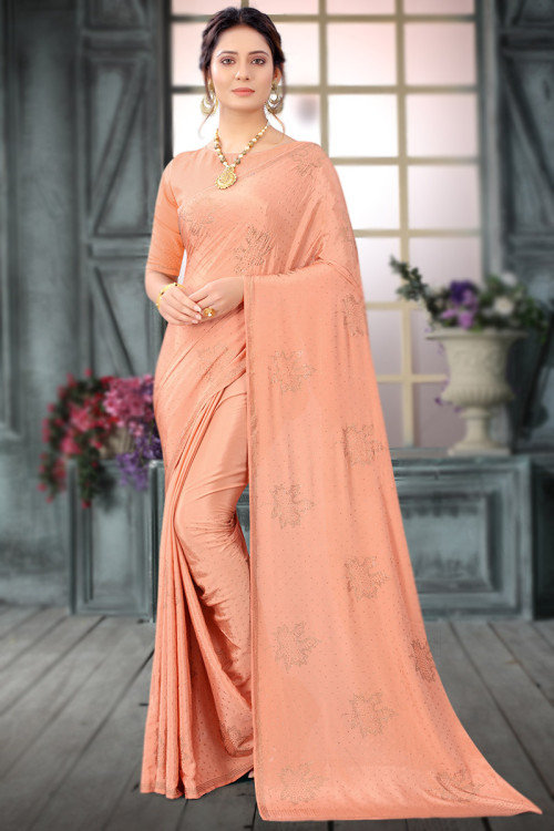 Solid, Plain Dyed, Crepe Silk Saree without blouse piece