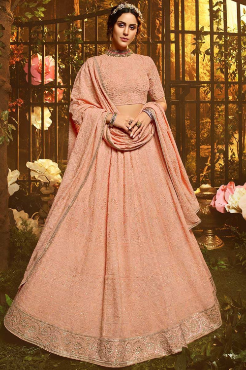 Peach colour ghagra choli cheap