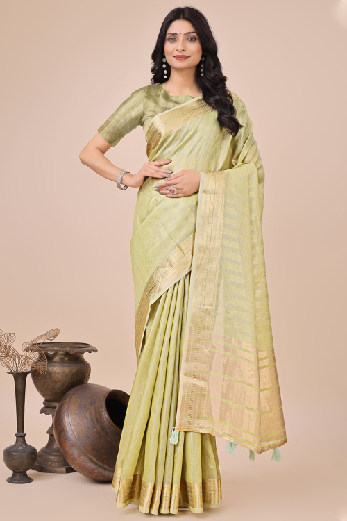 Pear Green Organza Woven Zari Regional Saree 
