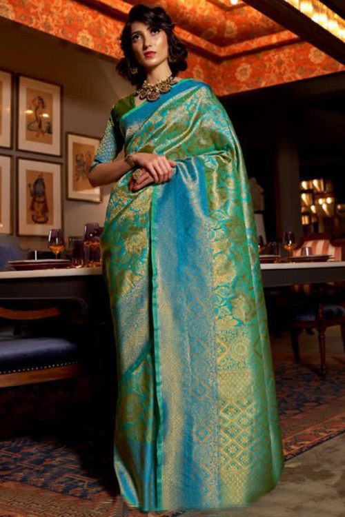 Banarasi Saree in Dark Green : SPF10130