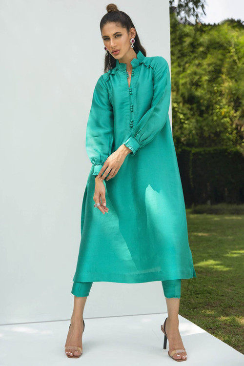 Persian Green Silk Trouser Suit