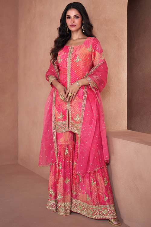 Georgette Designer Embroidered Sharara Semi Stitched Suit, Anarkali, As  shown in picture at Rs 1499/piece in Surat