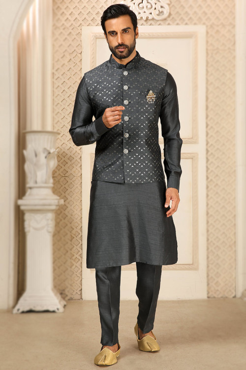 Dark grey kurta pajama outlet