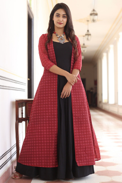 Most Beautiful Black Anarkali Gown With Designer Dupatta - Etsy Australia