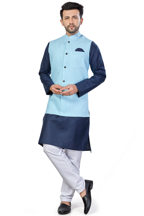 Sky blue kurta pajama punjabi style deals