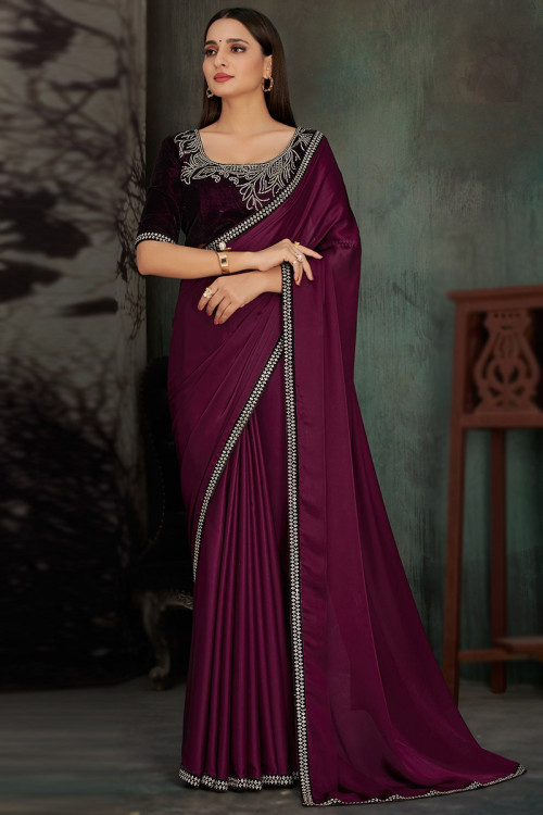 Buy Maroon Mulberries And Marigolds Saree With Unstitched Blouse Piece For  Women by Shimai Jayachandra Online at Aza Fashions.