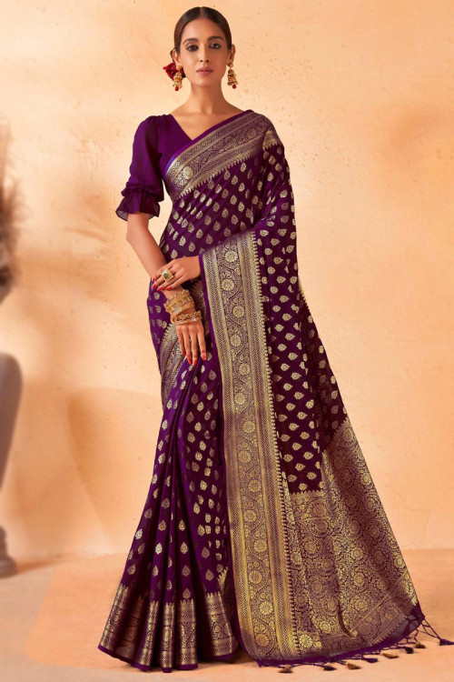 Party Wear, Traditional Purple and Violet color Art Silk, Silk fabric Saree  : 1888355