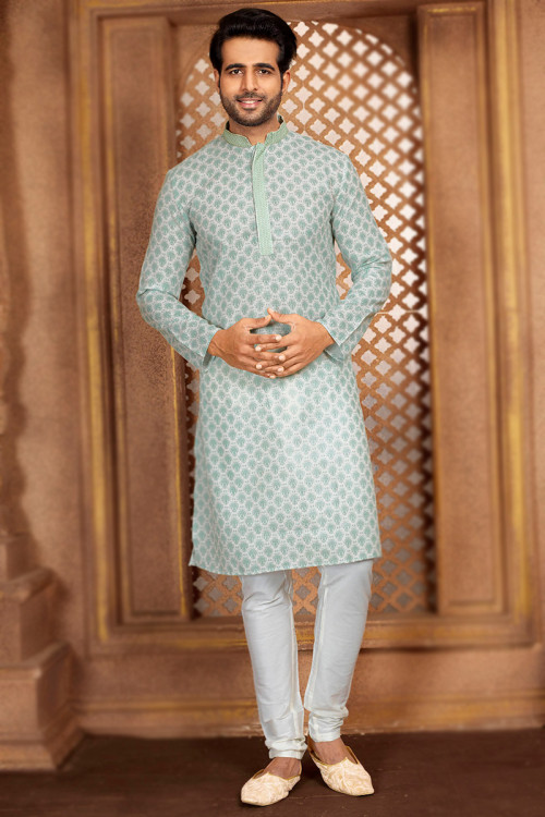 Buy White Poly Cotton Chinese Collar Neck Indian Dresses Online for Men in UK