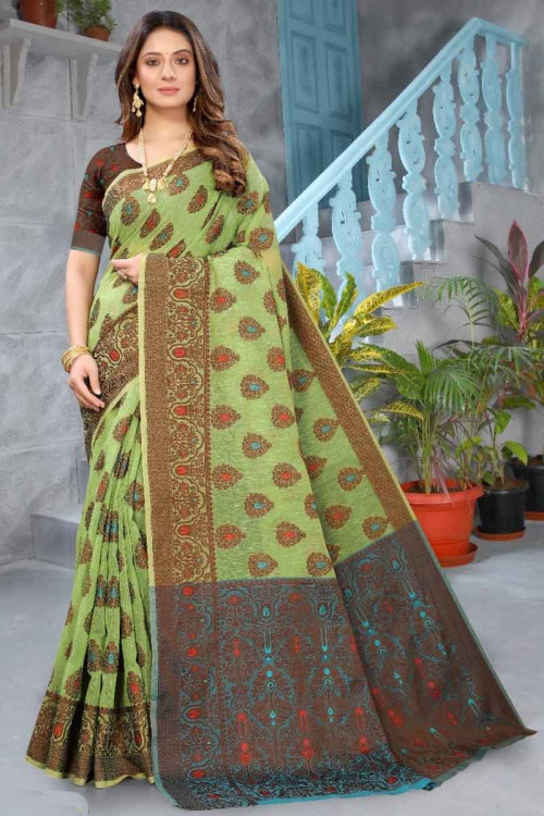 Buy Green Handloom Indian Dresses Online for Women in UK