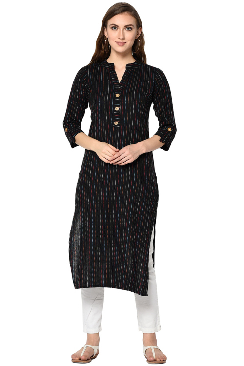 Printed Cotton Black Trouser Suit