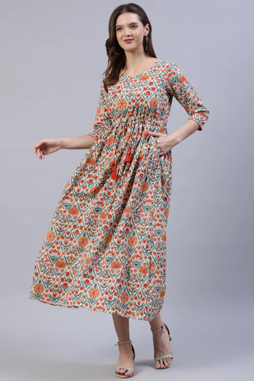 Buy Multi Color Cotton Sweetheart Neckline Indian Kurti Tunic