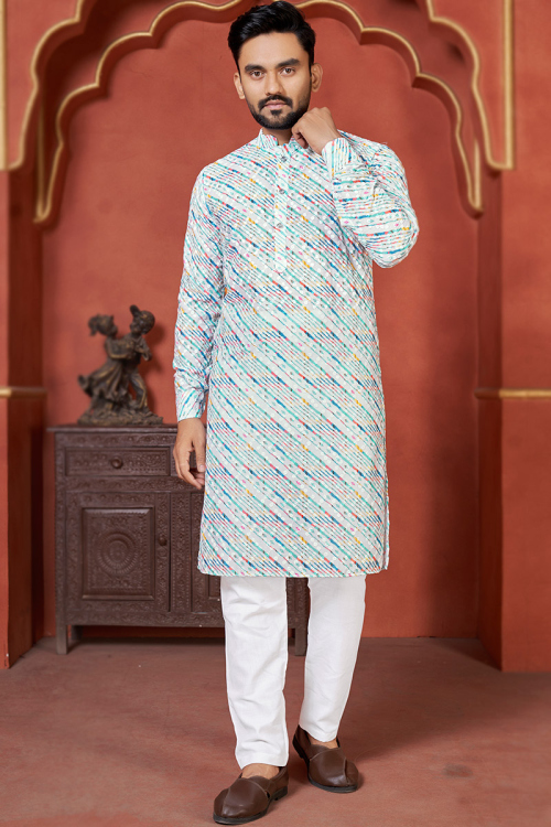 Men Kurta Pajama for Party Wear in Cotton Multi Color