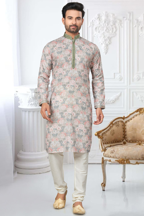 Buy Straight Cut Wedding Wear Floral Print Kurta Pajama Online for Men in USA