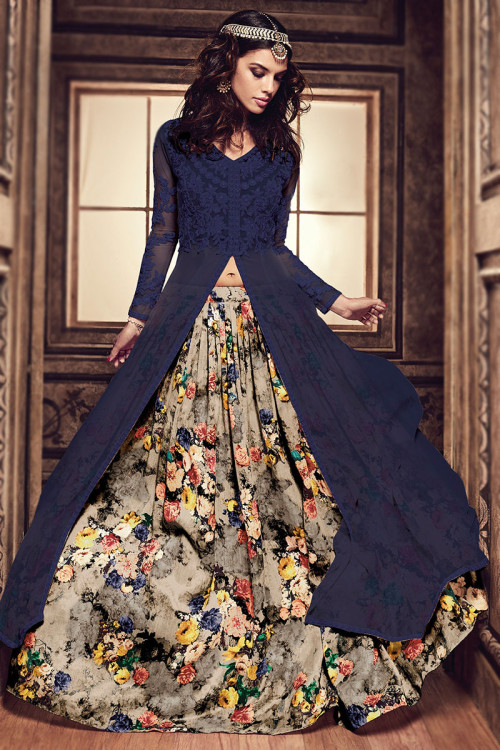 Buy 40 M Size Frock Style Printed Lehenga Choli Online for Women in USA