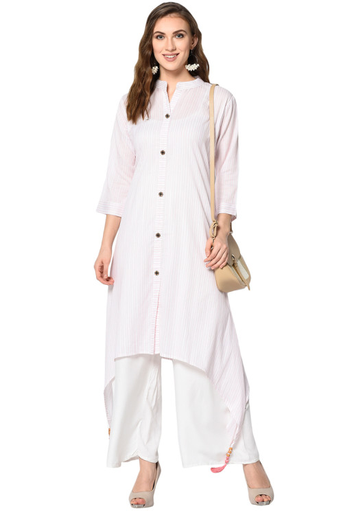 Printed Cotton White Trouser Suit