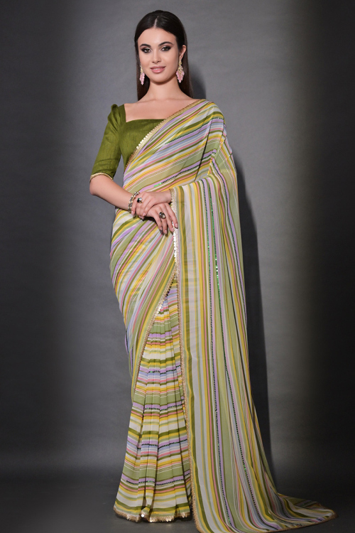 Printed Light Weight Georgette Multi Color Saree 