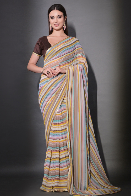 Printed Multi Color Georgette Light Weight Saree