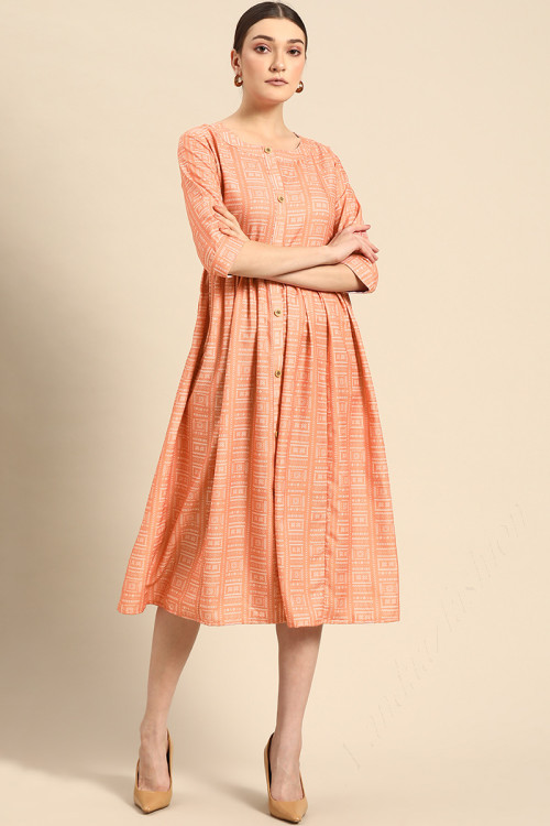 Orange casual dresses shop