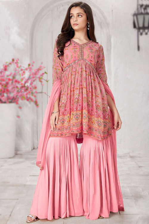 Buy Frock Style Guest of Wedding Wear Printed Sharara Suits Online for Women in USA