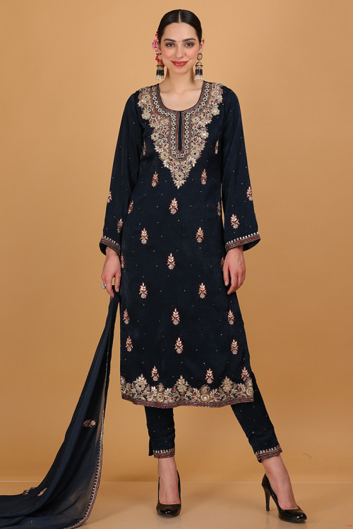 Blue Gota Patti Designer Salwar Suit,Pakistani Salwar Kameez,Heavy Gota  Patti Suits
