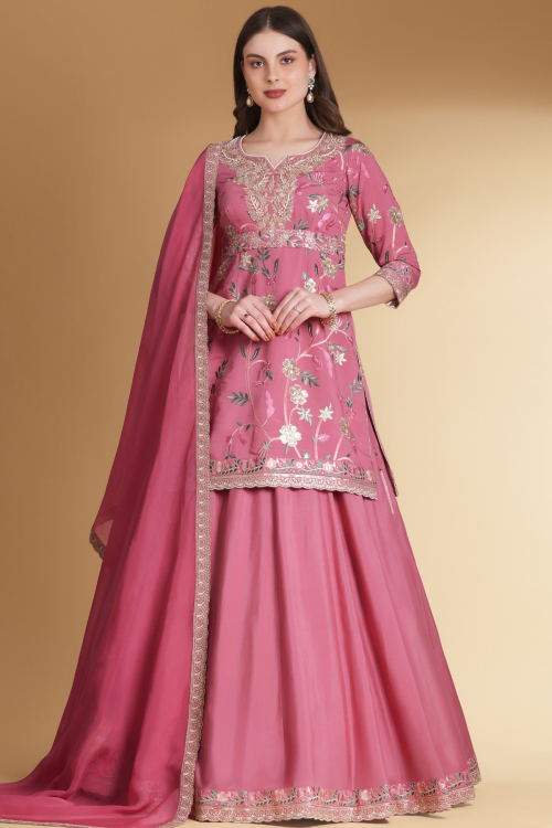 Pink Hand Embroidered Lehenga – Eid Outfit for Pakistani Women Party wear 