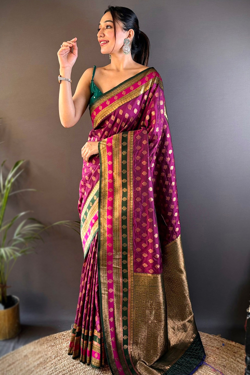 Purple Art Silk for Festival Wear