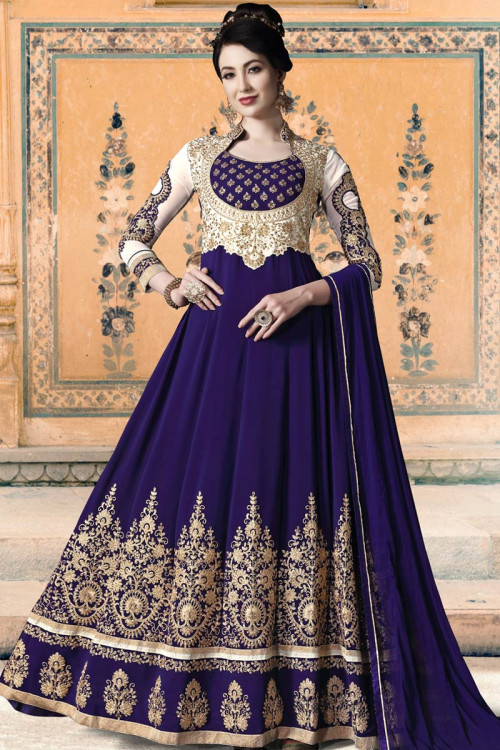 Purple Pakistani Wedding Wear Anarkali Suit in Georgette