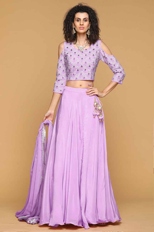Purple Silk Lehenga Choli