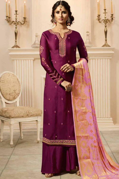 Buy Dazzling Palazzo Suit In Pansy Purple Color Online - LSTV01678 ...