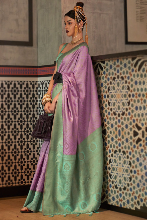  Purple Silk Embroidered Saree.