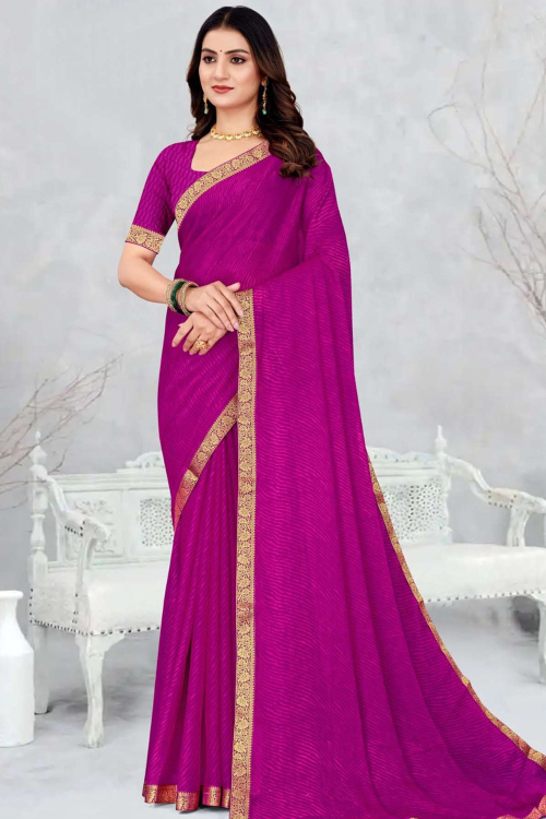 Rani Pink Chiffon Printed Casual Wear Saree