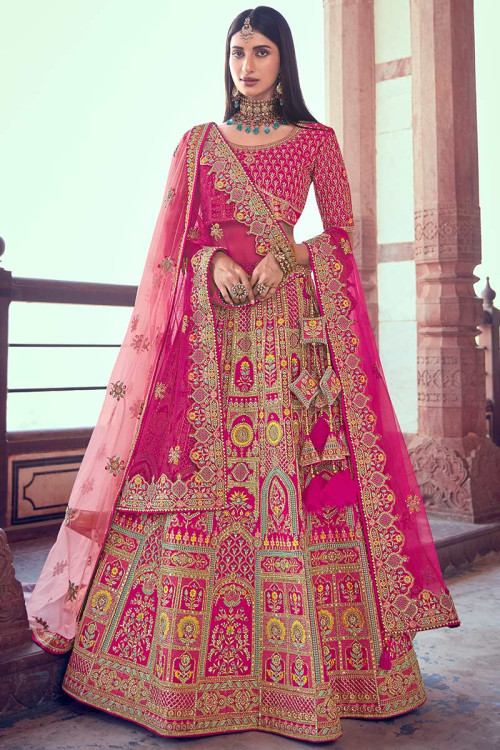 Hot pink deals bridal lehenga