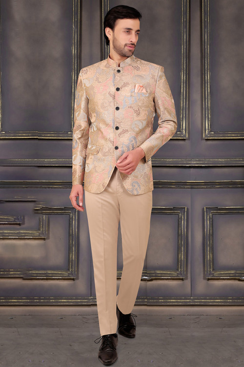 Baby Peach Color Indian Wedding Indo-Western Sherwani for Men -RK1203 –  Saris and Things