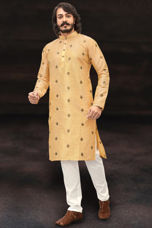 Yellow colour sales kurta pajama design