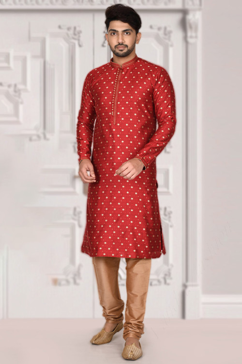 Red Kurtas Online Shopping of Red Kurta Pajamas is Easier in US