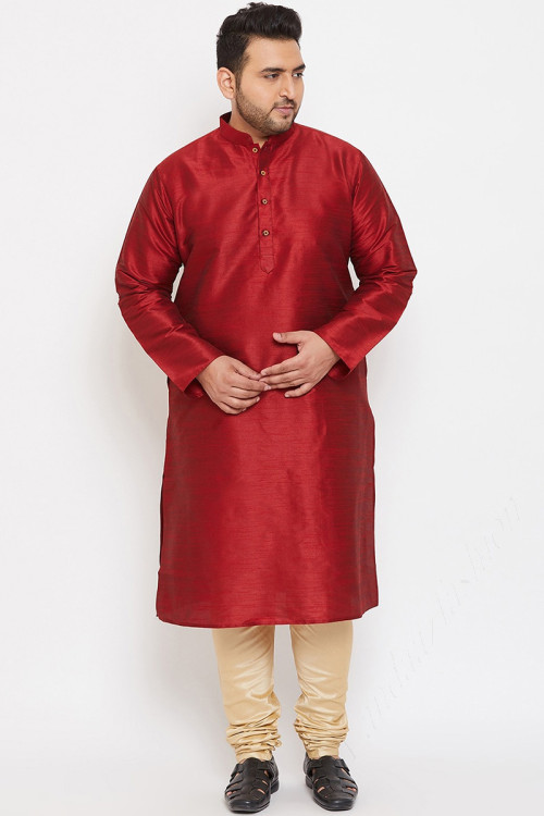 Red kurta shop pajama for men