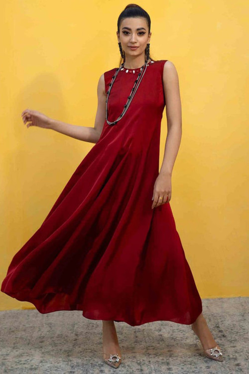 Red Georgette Anarkali Suit With Churidar