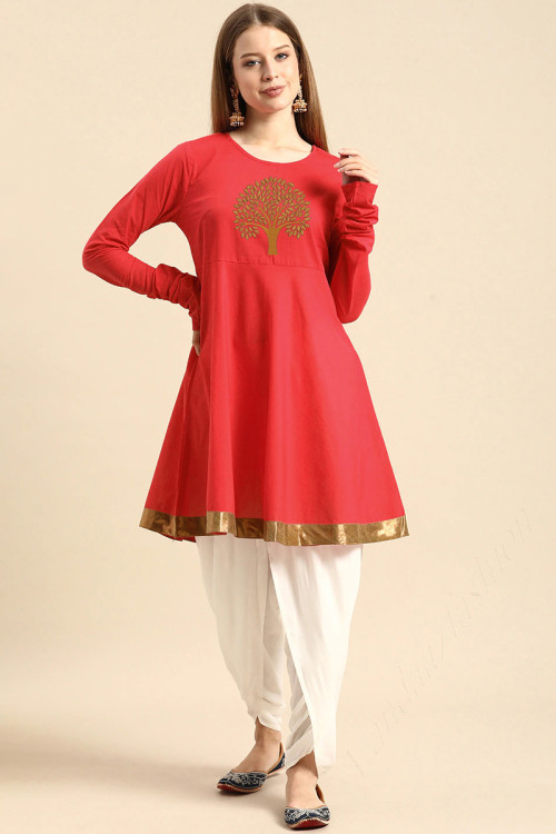 Buy 58 5XL Size Red Thread Work Kurtis Kurtas Online for Women in UK