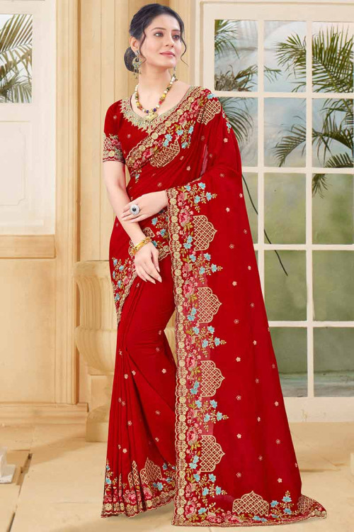 Latest Designer Party Wear Heavy Kasturi Silk Georgette Saree -  Stylecaret.com