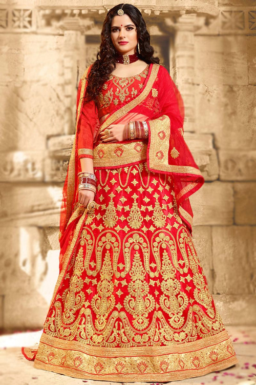 Buy Fancy Red 20 to 40% Discount on Lehenga Choli Online for Women in USA