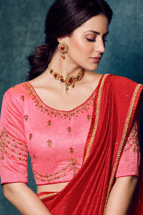 Buy Red Silk Saree with Banglori Silk Blouse Online - SARV03036 ...