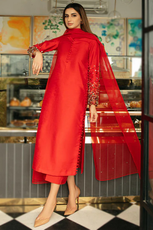 Salwar Kameez Collection Elegant Red Palazzo Pant Salwar Kameez