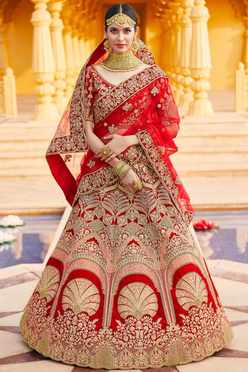 Velvet bridal lehenga designs top